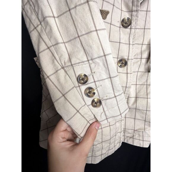 Cabi Women's Tan Windowpane Utility Jacket 6026 Collared Blazer/Trench Preppy - Picture 7 of 10